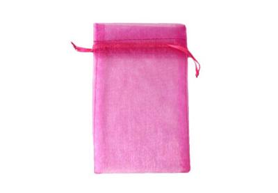 China Small Red Organza Drawstring Pouch Heat-Transfer / Silk Screen With Ribbon for sale