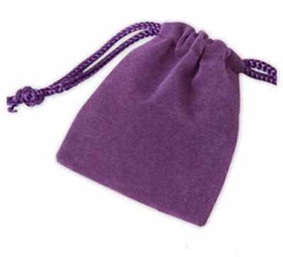 China Small Purple Velvet Drawstring Gift Pouches With Logo Printing for sale