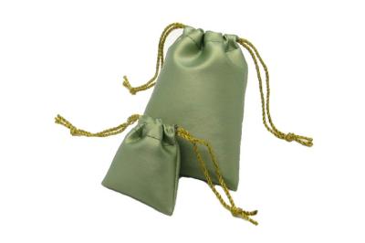 China Green Small Leather Drawstring Pouch Bags For Win Packing Ecologic for sale