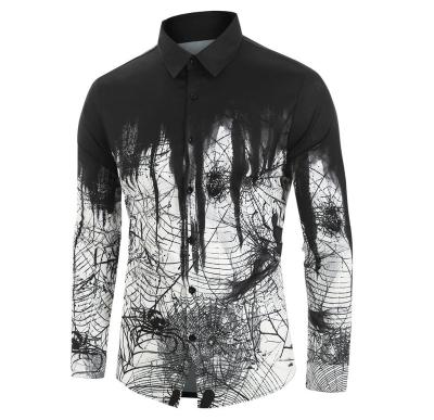 China Spider Printed Anti Pilling Long Sleeve Casual Shirt Men for sale