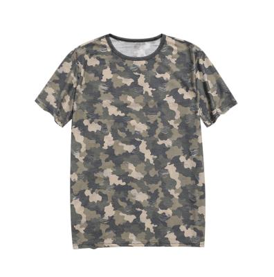 China Anti Shrink Camouflage Print Ripped Short Sleeve Mens Fashion T-Shirt for sale