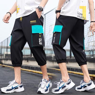 China Sports slim spring/cargo men's casual long pants nine point 2021 summer new basketball popular logo sweatpants for sale