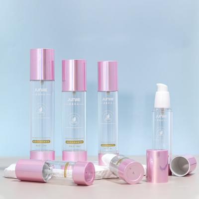 China 100ml Rose Gold Cosmetic Plastic Pump Bottles Airless Bottle Set for Facial Care Essence Lotion 100ml Volume Industrial for sale