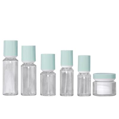 China 100ml Transparent Plastic Bottle Cosmetic Bottle Set 50g For Face Body Cream for sale