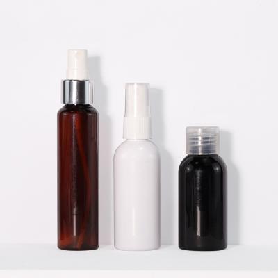 China 60ml Plastic Cosmetic Bottles Brown Eye Dropper Bottles With PET Collar And Plastic Cap for sale