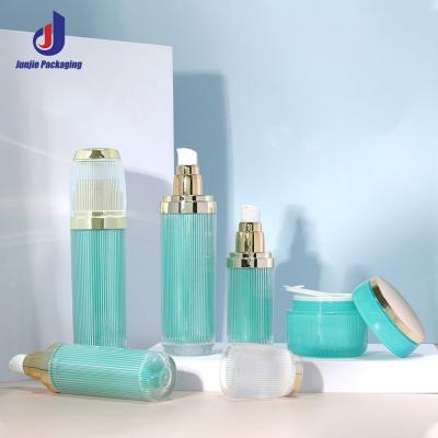 China MS Body Acrylic Bottles Green Transparent 120ml Airless Essence Bottle With Pump for sale