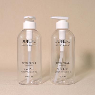 China Clear Plastic Shampoo Bottles 500ml Cylinder PET Bottles Cosmetic For Packaging for sale