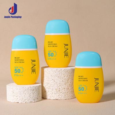 China 50ml Empty Sunscreen Bottles Ellipse Lotion Plastic Bottle Matte With Custom Logo for sale