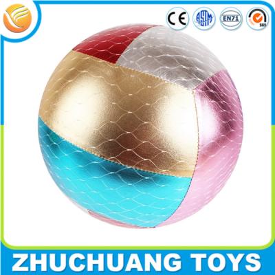 China 25cm kids pvc inflatable plush fabric covered toy volleyball balls for sale