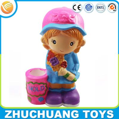 China colorful painting lovely girl with flowers plastic custom money coin bank for sale