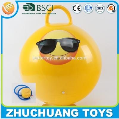 China emoji face kids bouncing hopper ball with pump for sale