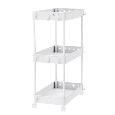 China Bathroom Most Popular Gap Utility Storage Trolley 3 Tier Slim Kitchen Bathroom Living Room Tight Spaces Narrow Gap Storage Carts for sale