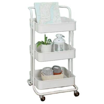 China Kitchen Three-Tiers Customized Kitchen Storage Cart Trolley Universal Design Slim Rolling Storage Cart with Wheels for sale