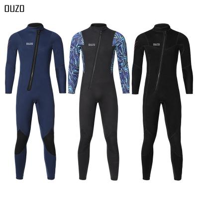 China OUZO 3mm Long Sleeve Wetsuit Anti-UV Men's One-Piece Thickened Swimming Suit Winter Cold-proof Surfing Snorkeling Suit Diving Suit for sale