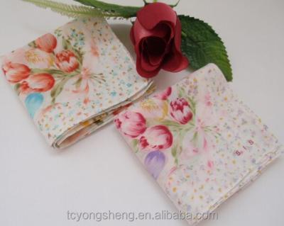 China Cotton Feeling Super Soft Soft Ladies Custom Floral Printed Handkerchiefs for sale