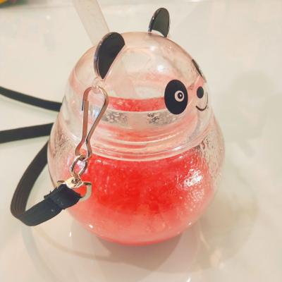 China Beverage Cartoon Bottle PET Panda Beverage Cup Stereoscopic Kids Water Cup Fruit Juice Milk Tea Food Festival Disposable Plastic Bottle for sale