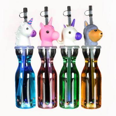 China Juice Cup Plastic Cartoon Light Beverage Bottle Emitting Creative Ancient Cup Animal Explosion Water Pipette Cup Beverage Bottle for sale