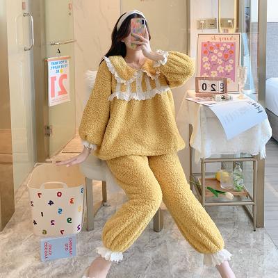 China Cute Teddy Pants Womens Lounge Wear Womens Sleepwear Pajamas Loungewear Winter Warm Velvet Fleece Wholesale High Quality Thermal Fleece for sale