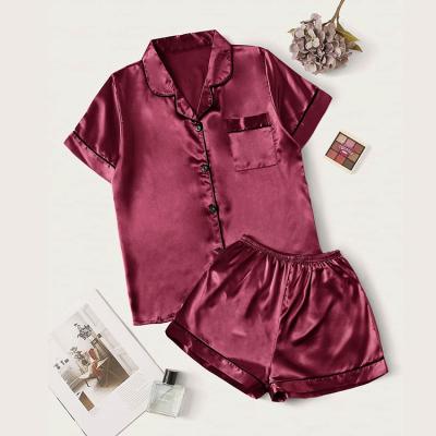 China Factory Non-Stretch High Quality Silk Satin Pajamas Set Summer Directly Wholesale Shorts Sleepwear for sale