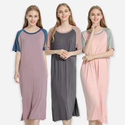 China Breathable Cotton Sleepwear Women's O-Neck Loungewear Short Sleeve Nightgowns Plus Size Night Wear T-shirt Sleep Dress for sale