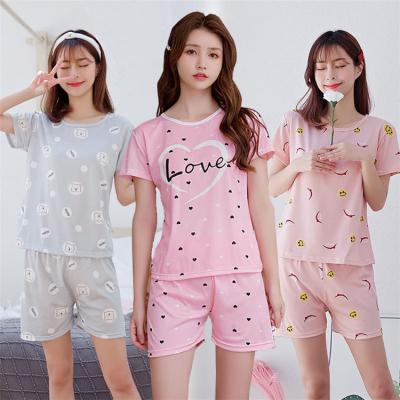 China Wholesale Breathable Chemise De Nuit Pajama Set Short Sleeve Summer Cartoon Pajamas Pijamas Por Mayor Pajama Set for sale