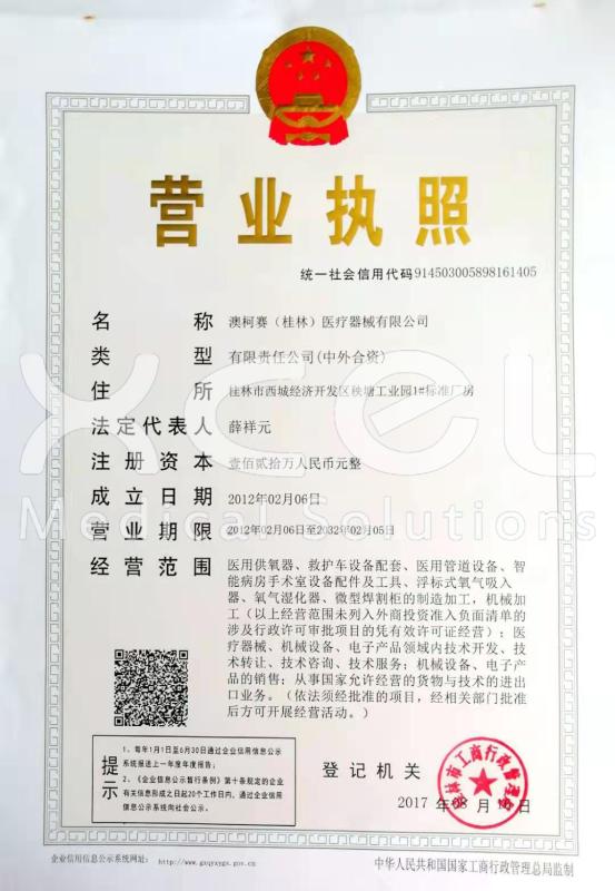 Business License - XCEL Medical Solutions Co., Ltd.