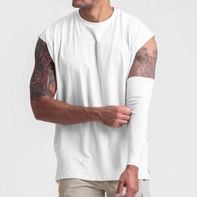 China New summer anti-pilling men's fitness vest loose oversized T-shirt custom men's cotton sleeveless sports invest for sale