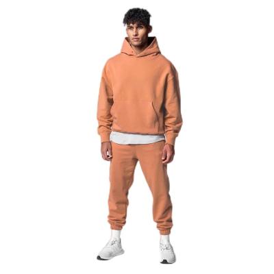 China High Quality Unisex Oversized Anti-wrinkle Sweatpants&Hoodie Cotton Set For Men OEM Customized Blank Logo Pullover Sports Fitness Hoodie Set for sale