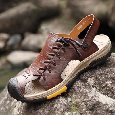 China Deodorization Summer Men Casual Beach Outdoor Water Shoes Breathable Fashion Trekking Increasing Climbing Fishing Leisure Genuine Leather Sandals for sale