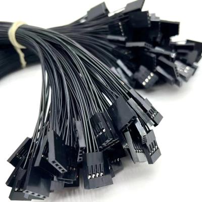 China 2.54mm Pitch 4 Pin Dupont Cable Assembly UL1007 24awg Black Customized Length for sale