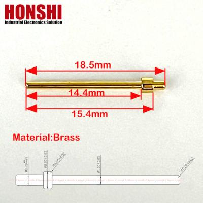 China Connector Machined Pins 2.0x18.5mm Gold Plated Terminal Pin Brass Contact Point Pin for sale