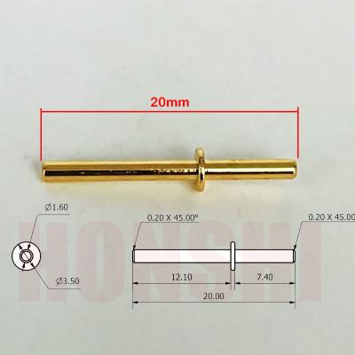 China Gold Plating Brass Machined Pins 1.6x20mm For CNC Vertical Machining Center for sale