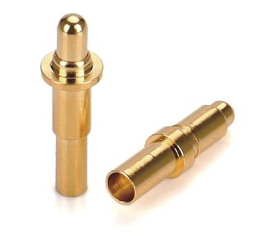 China Male Solder 9.5mm Pogo Pin Connector Brass 3.2mm Heigh Spring Loaded Gold Plated for sale