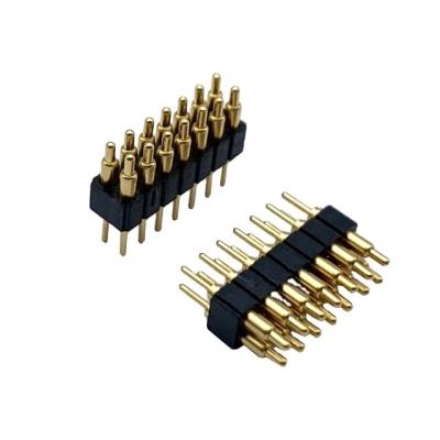 China 2.54mm H2.5 2x7Pin Pogo Pin Connector Brass Spring Loaded Electronic Straight Dip PCB for sale