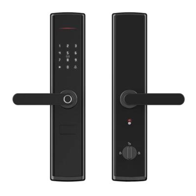 China Stainless steel smart lock for security door lock fingerprint handle Tuya app wifi keypad aluminum sliding door locks for sale