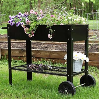 China Modern Black Galvanized Plant Garden Planter Vegetable Bed for sale