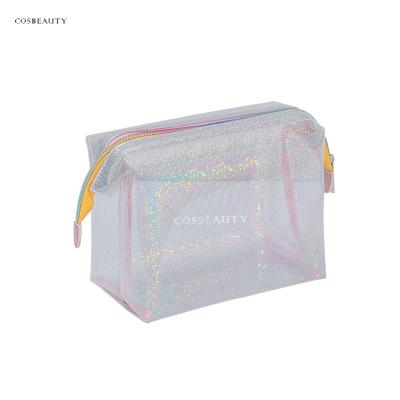 China Small Makeup Pouch FAMA Certificated Factory Eco-Friend Holographic PVC Bag Custom Light Laser Makeup Bag for sale