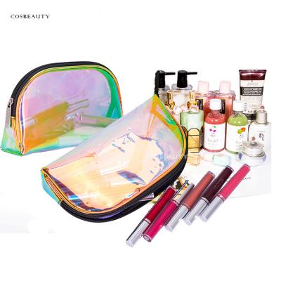 China Fashion FAMA Certificated Factory Fashion PVC Makeup Bag Holographic Travel Cosmetic Bag for sale