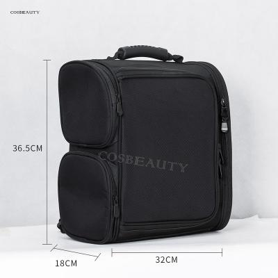 China Lady Professional Multi-Storage Durable Custom Black Nylon Storage Bag Make Up Backpack Cosmetic Bag for sale