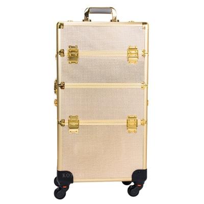 China FAMA NATIONAL Certificated Multifunctional Aluminum Makeup Case Trolley Factory Wholesale Makeup Train Cases for sale