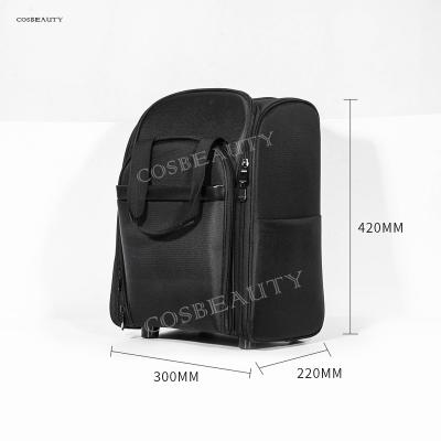 China multifunctional & light & durable using 2020 Large Amazon Storage Trolley Case Black Nylon Professional Business Cosmetic Bag Cosmetic Bag for sale