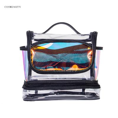 China Fashion FAMA Certificated Factory Clear Vinyl Makeup Kit Bag Professional Holographic TPU Cosmetic Bag for sale