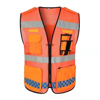 China Breathable Warning Mesh Hi Vis Printing Reflect Safety Reflective Vest With Pockets High Visibility Clothing for sale