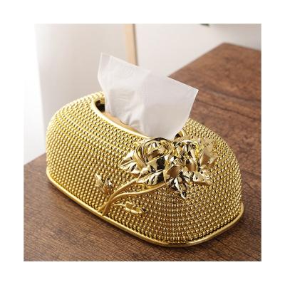 China Modern Logo Business Customerized Design Customized Logo European Style Gold Metal Luxury Tissue Box for sale