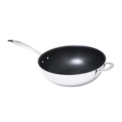 China Large Stainless Steel Wok Sustainable Hot Sale Eco-Friendly Induction Non-Stick Chinese Wok for sale