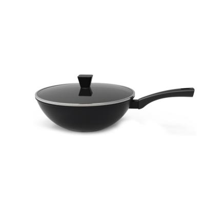 China Sustainable Non-Stick Wok For All Stove Tops Cooking Wok Flat Bottom Aluminum Wok for sale