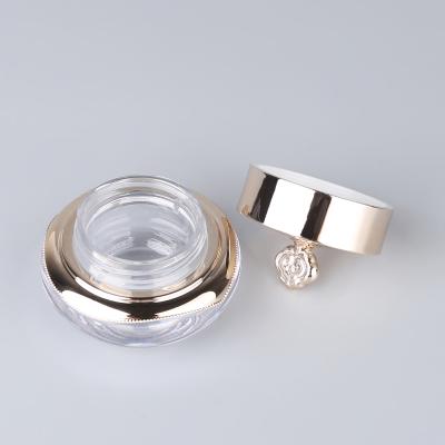 China Non Spill High Quality Crown Shape Cosmetic Cream Jar Golden Face Cream Jar for sale