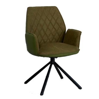 China Wholesale Velvet Green Fabric / Fabric Foam Upholstered Dining Chairs Swivel Armchairs Luxury for sale