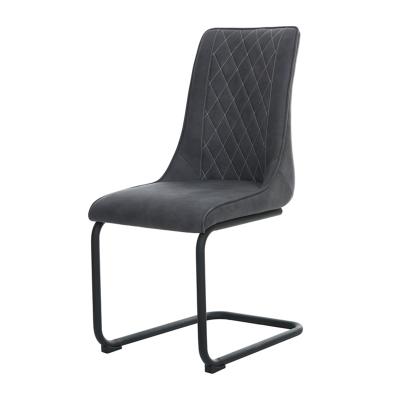 China Modern Design 2020 New Home Furniture Fabric Upholstered Line Quilting Cantilever Dining Chairs With Metal Legs for sale