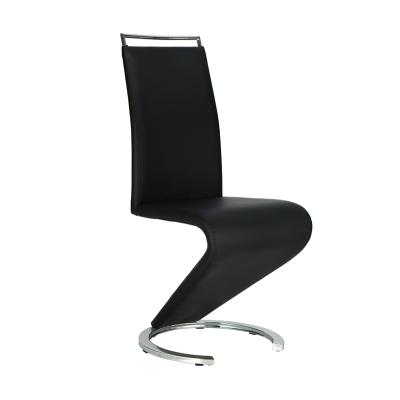 China Modern Design Modern Design Z Shape Black Leather PU Chromed Frame Dining Chair Wholesale. for sale